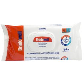 bradowell alkoholmentes felületfertőtlenítő kendő 64db