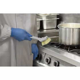   Igeax élelmiszeripari kefe forró felületek (200°C -ig) tisztításához, szögletes, fehér 0,4mm közepes sörtével