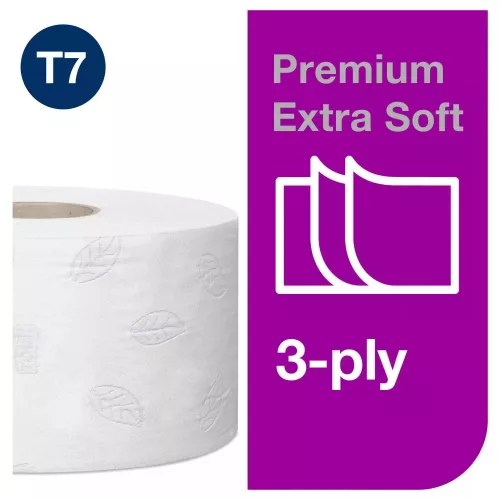 Tork Premium Mini Jumbo, extra puha toalettpapír 19cm átm. - 3 rétegű, hófehér, 120m (Karton - 12 tek)