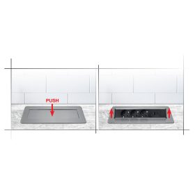   Commel bútorba süllyeszthető,rejtett elosztó 3 db aljzat, USB A+C nikkel ezüst, 16A 3680W