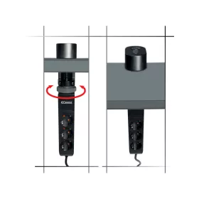   Commel asztalhoz rögzíthető elosztó,  3 db aljzat, USB A+C fekete 16A 3680W