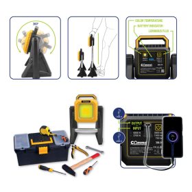   Commel LED reflektor teleszkópos, 30W, hordozható, akkumulátorral  3000 lumen