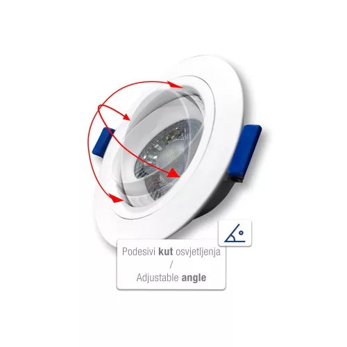 Commel süllyesztett LED panel, állítható, kerek 90mm 4000K, 3db