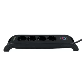   Commel elosztó, túlfeszültség elleni védelemmel, 4 aljzat 2db usb 2m, fekete, 16A, 3680W