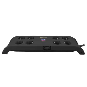   Commel elosztó, túlfeszültség elleni védelemmel, 8 aljzat és 2 db USB csatlakozóval, 2m, fekete, 16A, 3680W
