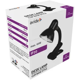 Avide Basic Asztali Lámpa Csíptethető Fekete Max 60W