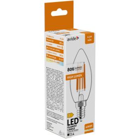 Avide LED Filament Candle 6.5W E14 NW 4000K High Lumen