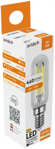 Avide LED Filament T25 4W E14 NW 4000K