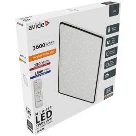   Avide LED Mennyezeti Lámpa Mia-CCT Csillagos 48W (24+24) 420*50mm Távirányítóval