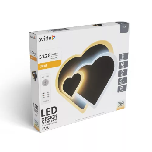 Avide Design Mennyezeti Lámpa Coeur 55W(27.5+27.5)  RF Távirányítóval