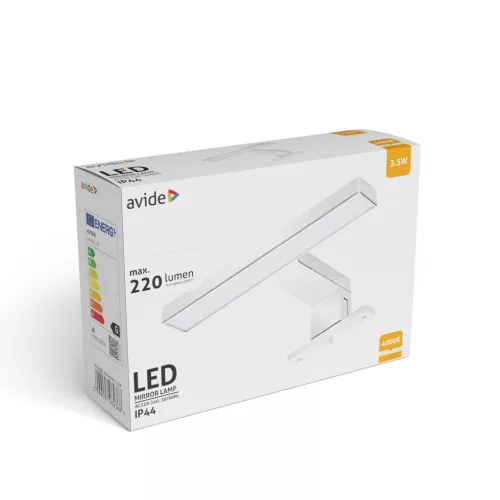 Avide LED Tükörvilágító Lámpa Szögletes Króm Műanyag 180mm NW 4000K 3.5W IP44