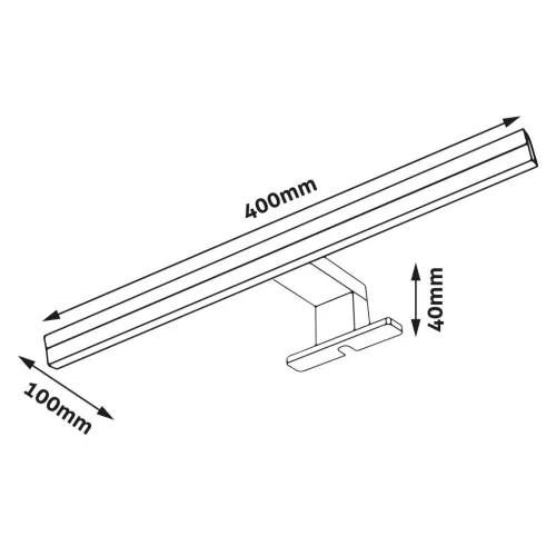 Avide LED Tükörvilágító Lámpa Szögletes Fekete Alu 400mm NW 4000K 8W IP44