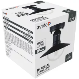 Avide Kültéri Mennyezeti Lámpa Imperial 1xE27 IP44 Fekete