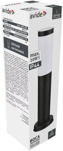 Avide kültéri álló lámpa Boca 1xE27 450mm IP44 Fekete