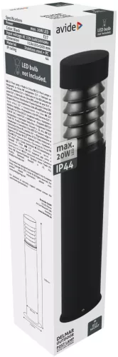 Avide kültéri álló lámpa Delmar 1xE27 500mm IP44 Fekete