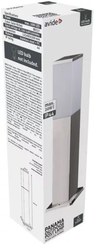 Avide kültéri álló lámpa Panama 1xE27 500mm IP44 Szatén Nikkel