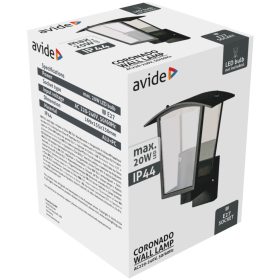 Avide kültéri fali lámpa Coronado 1xE27 IP44 fekete