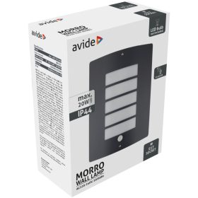 Avide kültéri fali lámpa Morro 1xE27 PIR IP44 Antracit
