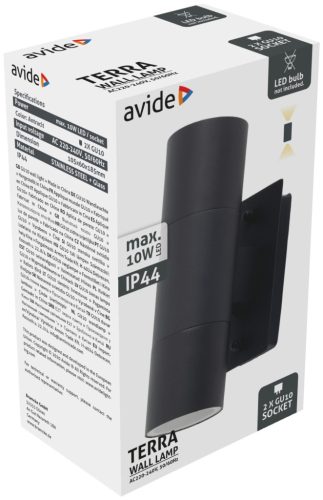 Avide kültéri fali lámpa Terra 2xGU10 IP44 fekete