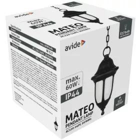 Avide Kültéri Függesztett Lámpa Mateo 1xE27 Fekete IP44
