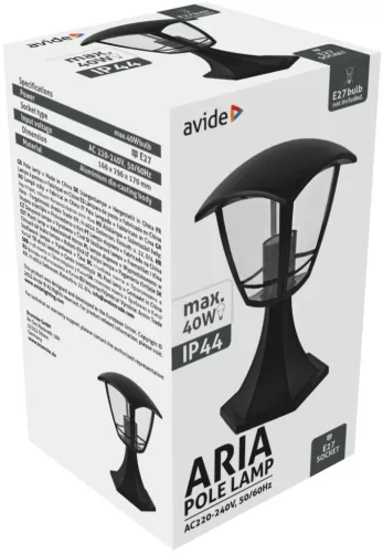 Avide Kültéri Álló Lámpa Aria 290mm 1xE27 Fekete IP44