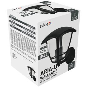 Avide Kültéri Fali Lámpa Aria-U 1xE27 Fekete IP44