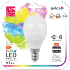   Avide Smart LED Mini Globe 4.9W RGB+W WIFI + BLE APP Control E14