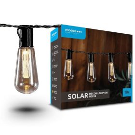   Retró Edison körte izzó forma LED Szolár Napelemes Dekor Lampion 10db 4,7m DS010