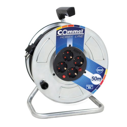 Commel Kábeldob - Fém 280 mm, Egyfázisú, 16 A 230 V ~ 3500 W IP20 50 m