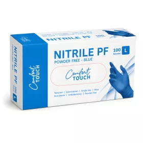   Comfort Touch Nitril vizsgálókesztyű, púdermentes, kék "L" 100 db/doboz