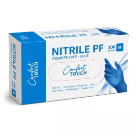   Comfort Touch Nitril vizsgálókesztyű, púdermentes, kék "M" 100 db/doboz
