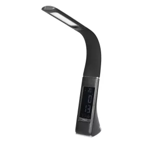   Virone bőrhatású LED 5W, asztali lámpa órával, 400lm, 4000K, fekete