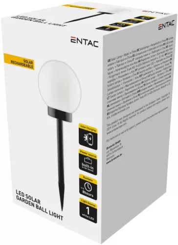 Entac Kerti Szolár Lámpa 380mm Műanyag 1 LED Gömb fej