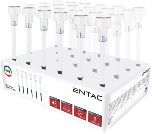 Entac Kerti Szolár Lámpa 360mm Rozsdamentes acél Fehér 1 LED RGB 24/kínáló RGB 