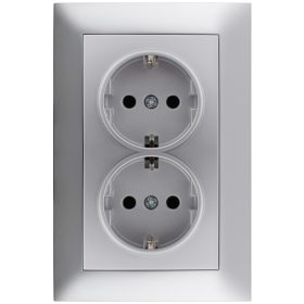 Entac Arnold süllyeszthető fali aljzat 2x földelt Ezüst