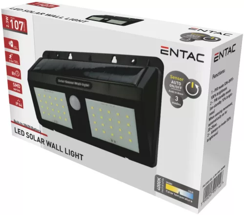 Entac Napelemes Műanyag Lámpa 2.3W SMD 3 mód PIR