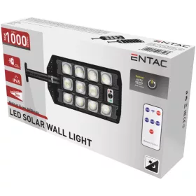  Entac LED Szolár Utcai Lámpa Távirányítóval, Mozgásérzékelővvel Autamata Dimm funkcióval, 1000lm