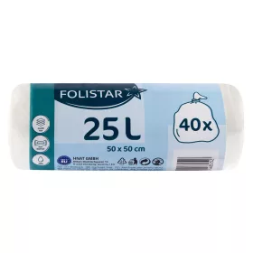   Folistar HNAT szemeteszsák fehér/átlátszó 50x50cm 25L HDPE 40 db/tekercs
