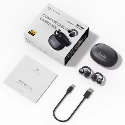 Haylou Xiaomi Airfree vezeték nélküli fülhallgató, fülre akasztós, fehér
