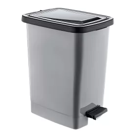   Slim Műanyag pedálos szemetes, ezüst/szürke, belső vödörrel 25L