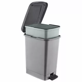  Slim Műanyag pedálos szemetes, ezüst/szürke, belső vödörrel 15L