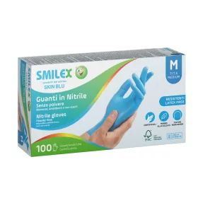   Berica Smilex Skin Blue egyszerhasználatos nitril kék vizsgálókesztyű S, 100 db / doboz