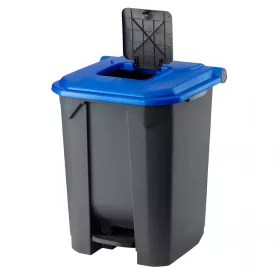   Planet Szelektív hulladékgyűjtő konténer, műanyag, pedálos, antracit, kék, 50L
