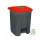 Planet Szelektív hulladékgyűjtő konténer, műanyag, pedálos, antracit, piros, 50L