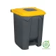 Planet Szelektív hulladékgyűjtő konténer, műanyag, pedálos, antracit, sárga, 50L