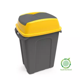   Planet Hippo Billenős Szelektív hulladékgyűjtő szemetes, műanyag, antracit/sárga, 70L