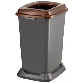   Planet Szelektív hulladékgyűjtő konténer, műanyag, nyitott fedeles, barna, 50L