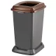 Planet Szelektív hulladékgyűjtő konténer, műanyag, nyitott fedeles, barna, 50L