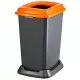 Planet Szelektív hulladékgyűjtő konténer, műanyag, nyitott fedeles, narancssárga, 50L