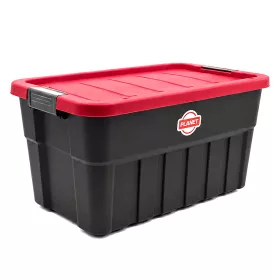   Planet műanyag tárolódoboz, csattal, kerékkel, fekete/piros 30L